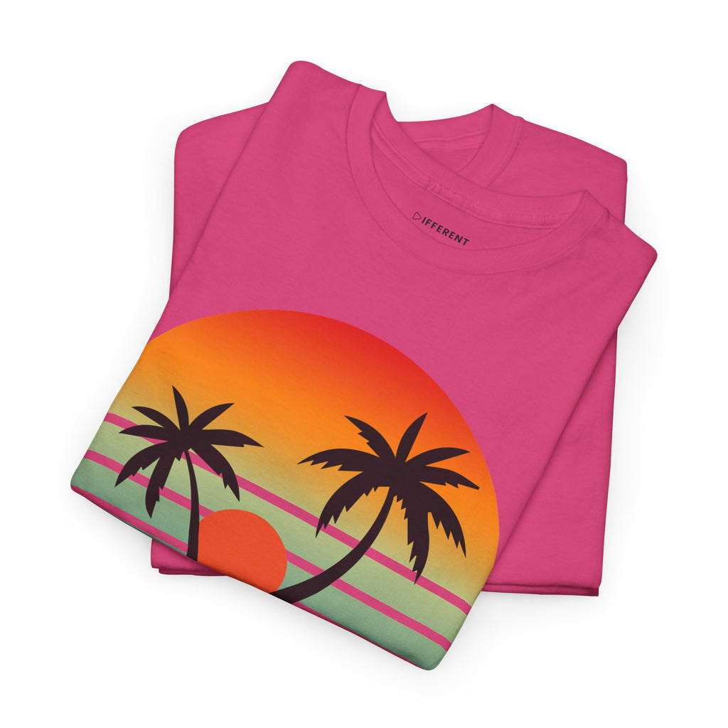 Colorful Vintage Retro Sunset T-Shirt | Gildan 5000 Heavy Cotton Tee | 70s Aesthetic Graphic Shirt | Summer Vibes Unisex Tee