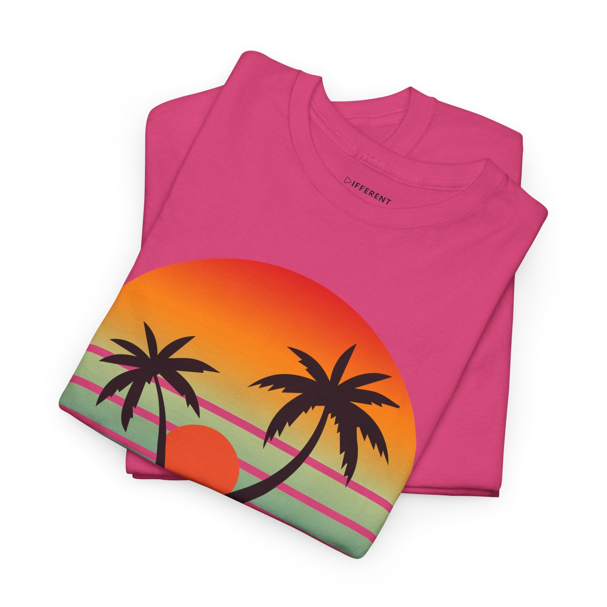 Colorful Vintage Retro Sunset T-Shirt | Gildan 5000 Heavy Cotton Tee | 70s Aesthetic Graphic Shirt | Summer Vibes Unisex Tee