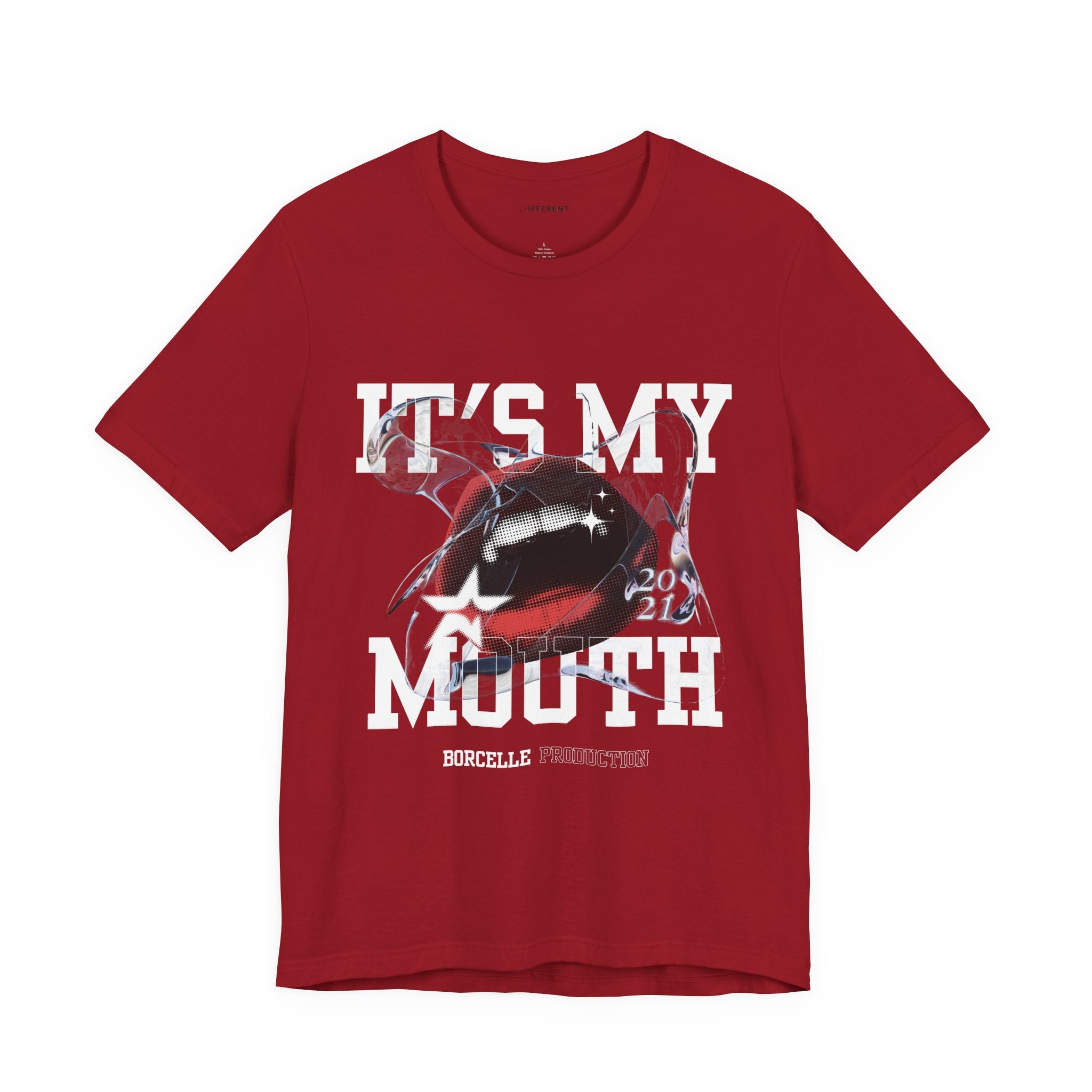 Red & White Streetwear Mouth T-Shirt | Abstract Graphic Tee
