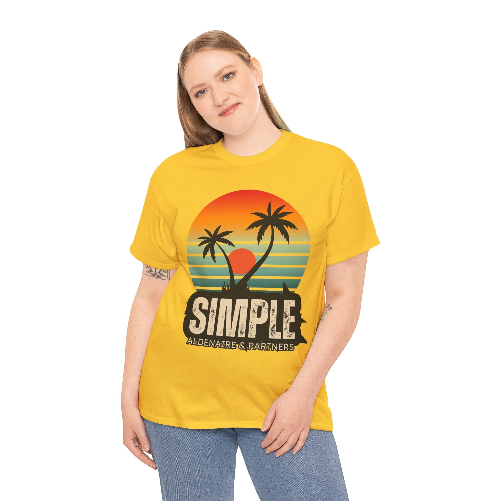 Colorful Vintage Retro Sunset T-Shirt | Gildan 5000 Heavy Cotton Tee | 70s Aesthetic Graphic Shirt | Summer Vibes Unisex Tee
