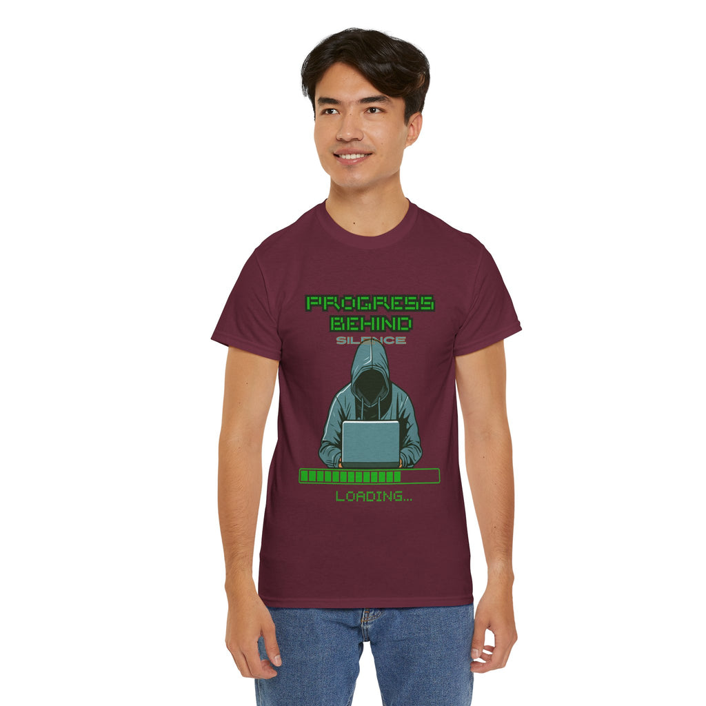 Green Retro Matrix Loading T-Shirt | Hacker Aesthetic Graphic Tee | Coding Streetwear Shirt | Gildan 5000 Unisex Cotton Tee