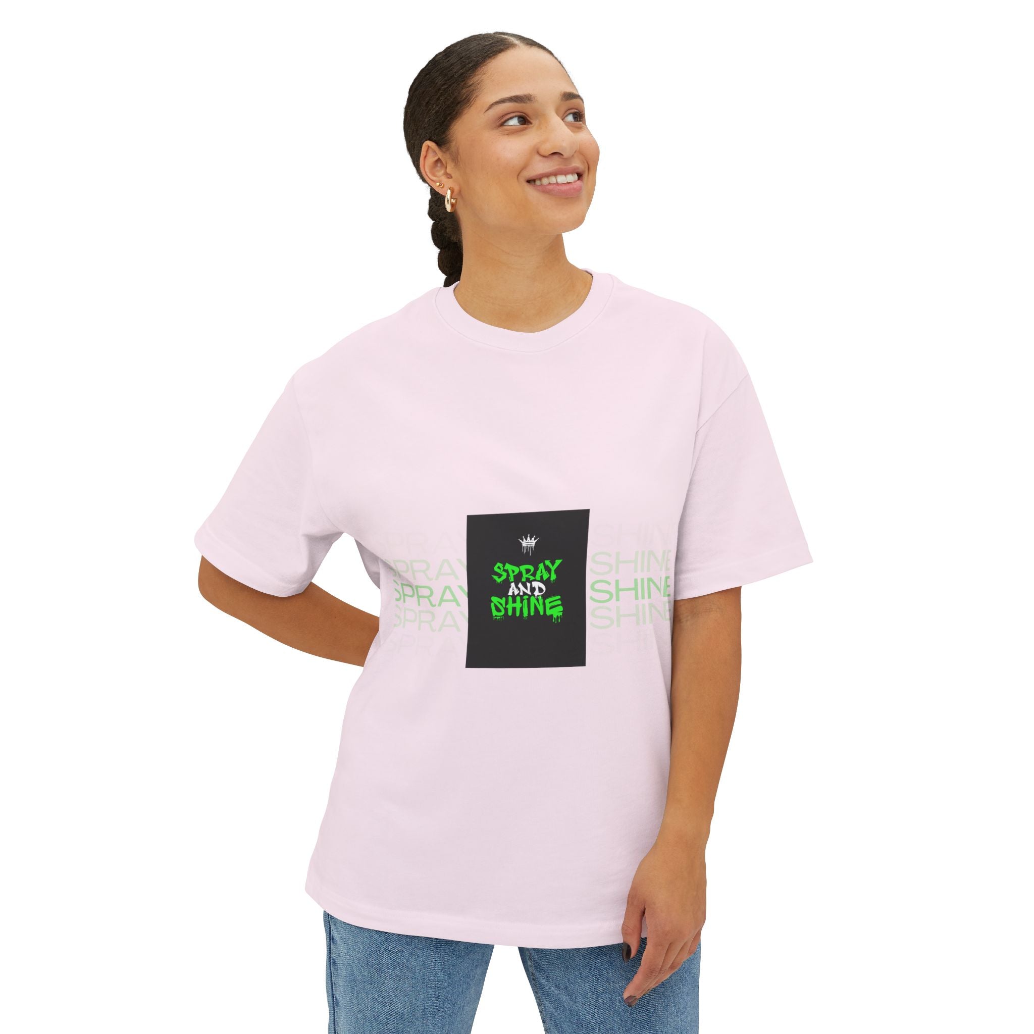 Spray and Shine Boxy T-Shirt | Trendy Streetwear Graphic Tee | Relaxed Fit Cotton Shirt | Modern Aesthetic Unisex Tee
