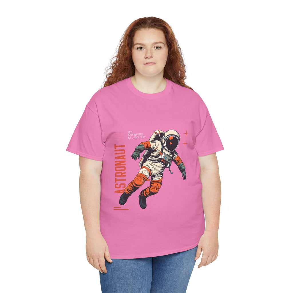 Orange Black Astronaut Retro Business Tee | Vintage Space Graphic T-Shirt | Gildan 5000 Unisex Heavy Cotton Shirt | Streetwear Style