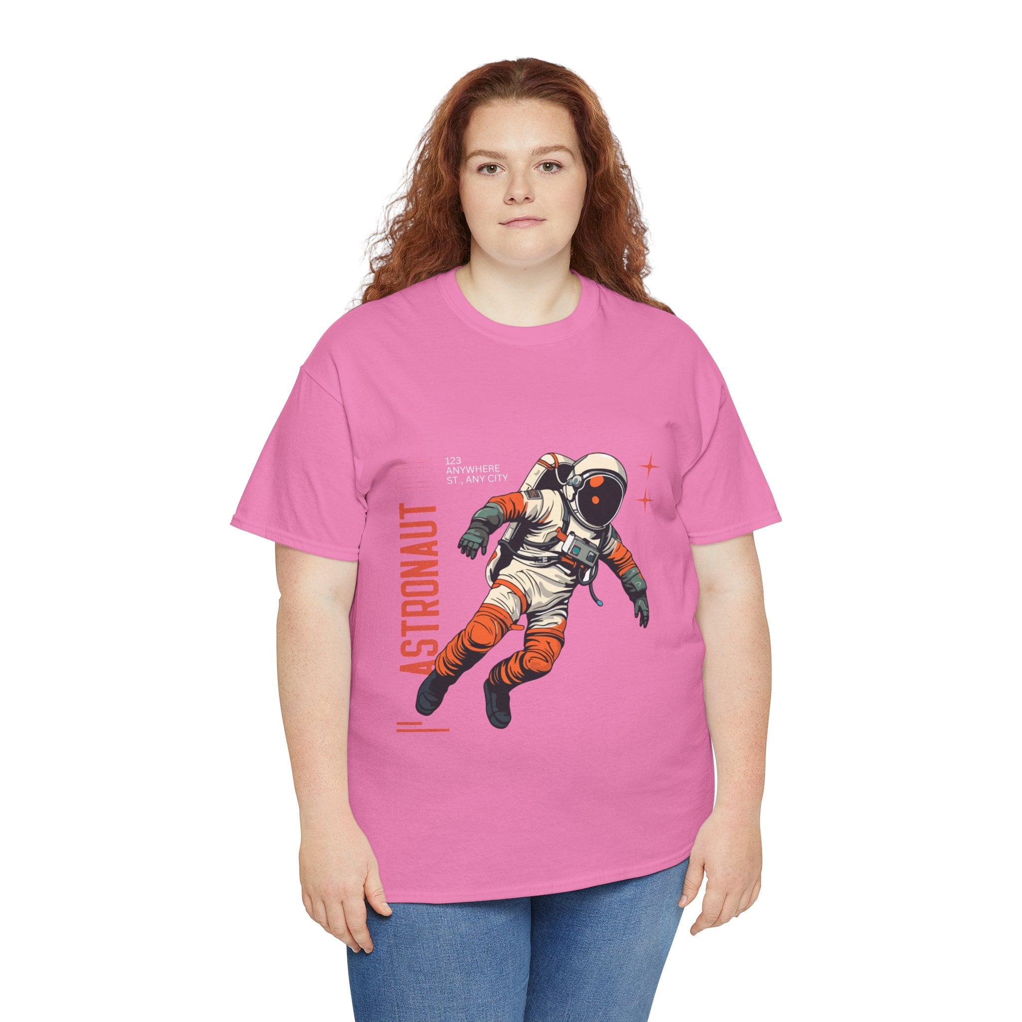 Orange Black Astronaut Retro Business Tee | Vintage Space Graphic T-Shirt | Gildan 5000 Unisex Heavy Cotton Shirt | Streetwear Style
