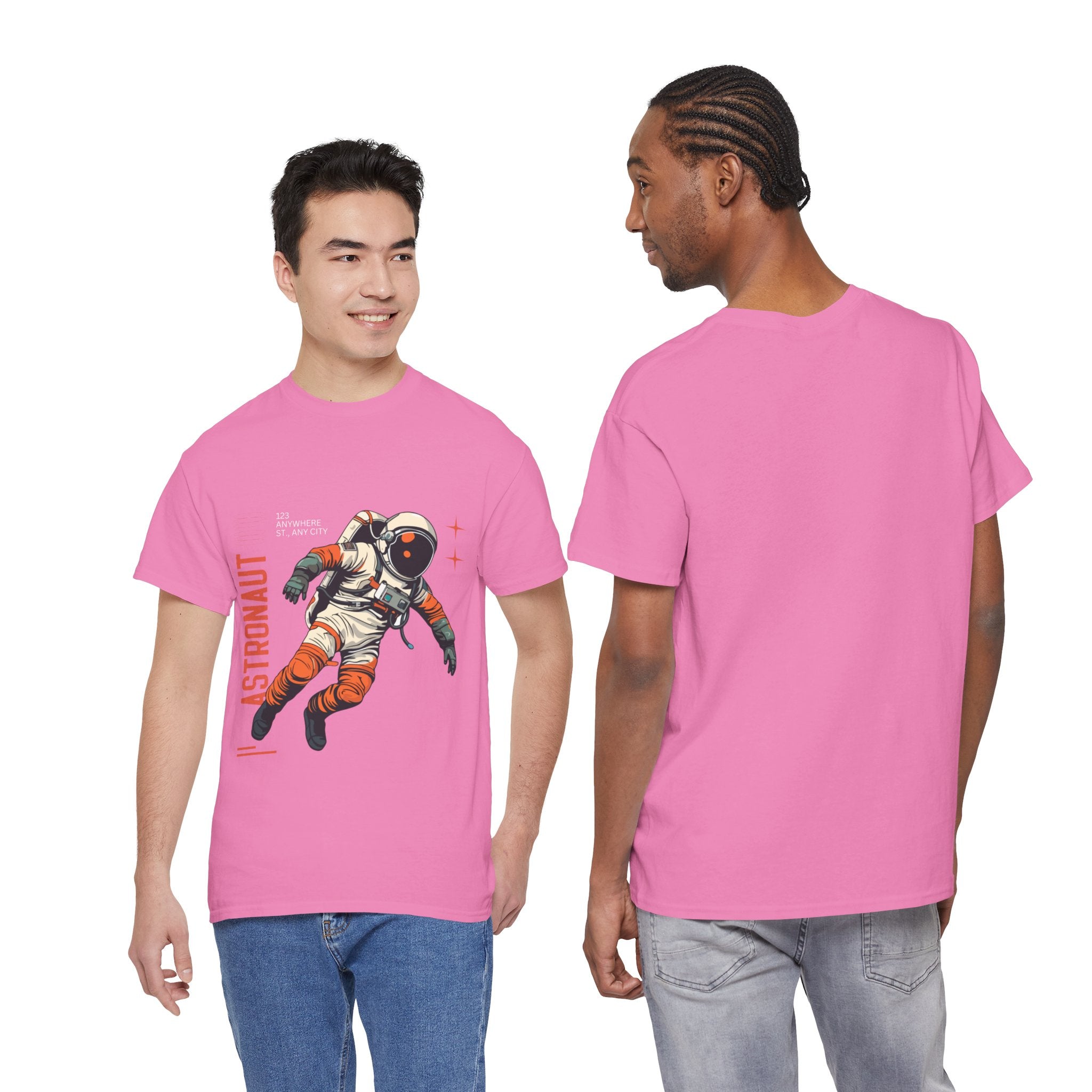 Orange Black Astronaut Retro Business Tee | Vintage Space Graphic T-Shirt | Gildan 5000 Unisex Heavy Cotton Shirt | Streetwear Style