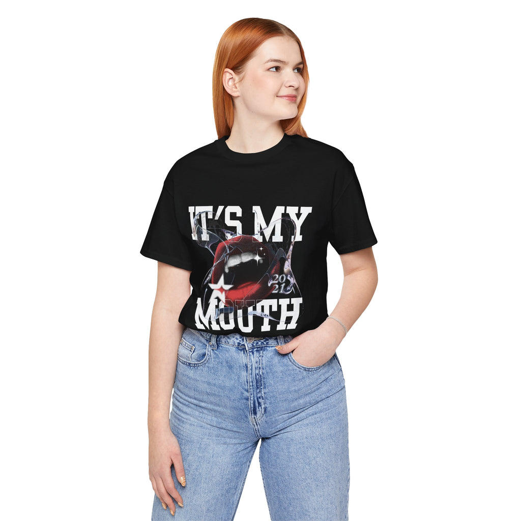 Red & White Streetwear Mouth T-Shirt | Abstract Graphic Tee | Modern Art Aesthetic Shirt | Bella+Canvas 3001 Unisex Tee