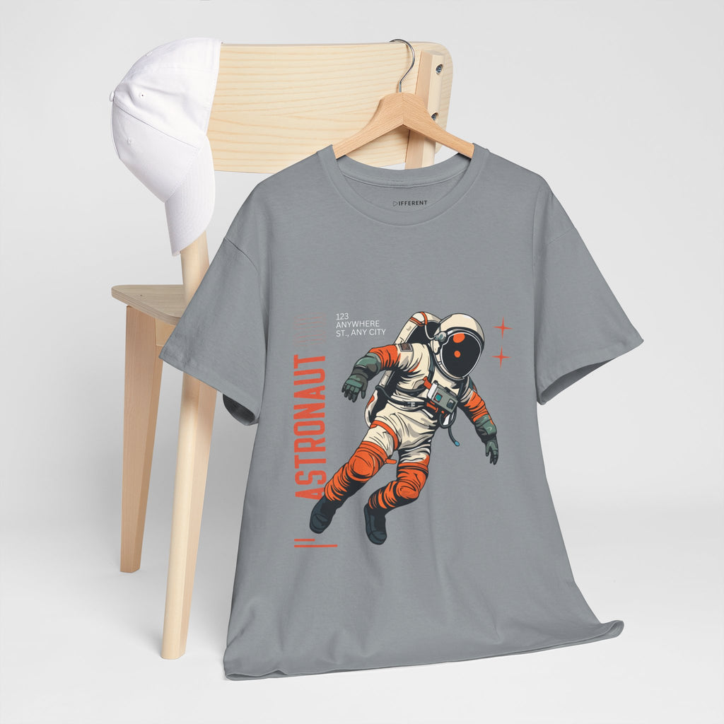 Orange Black Astronaut Retro Business Tee | Vintage Space Graphic T-Shirt | Gildan 5000 Unisex Heavy Cotton Shirt | Streetwear Style