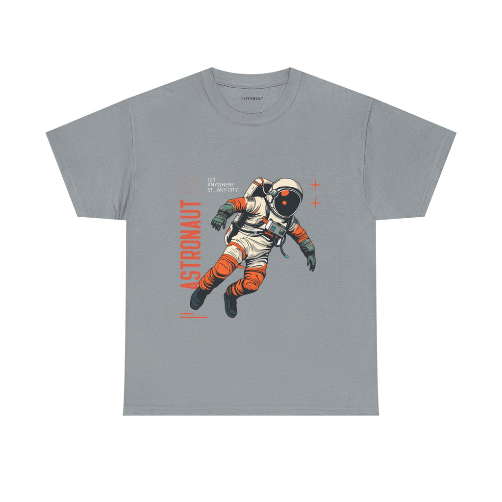 Orange Black Astronaut Retro Business Tee | Vintage Space Graphic T-Shirt | Gildan 5000 Unisex Heavy Cotton Shirt | Streetwear Style