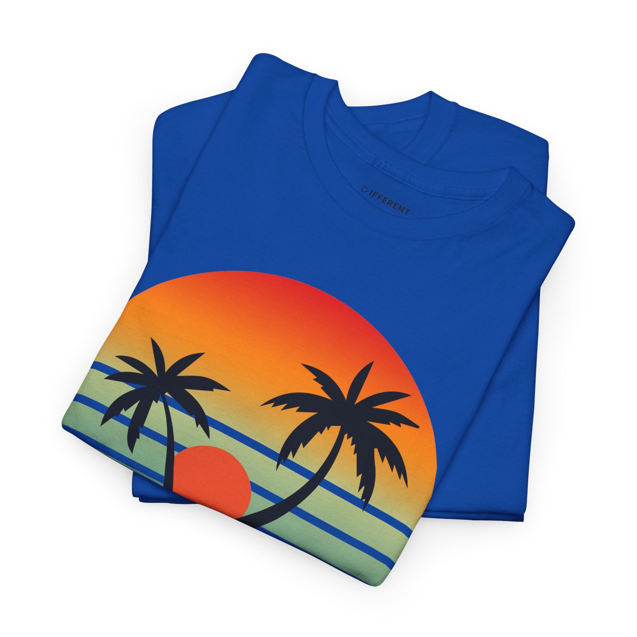 Colorful Vintage Retro Sunset T-Shirt | Gildan 5000 Heavy Cotton Tee | 70s Aesthetic Graphic Shirt | Summer Vibes Unisex Tee