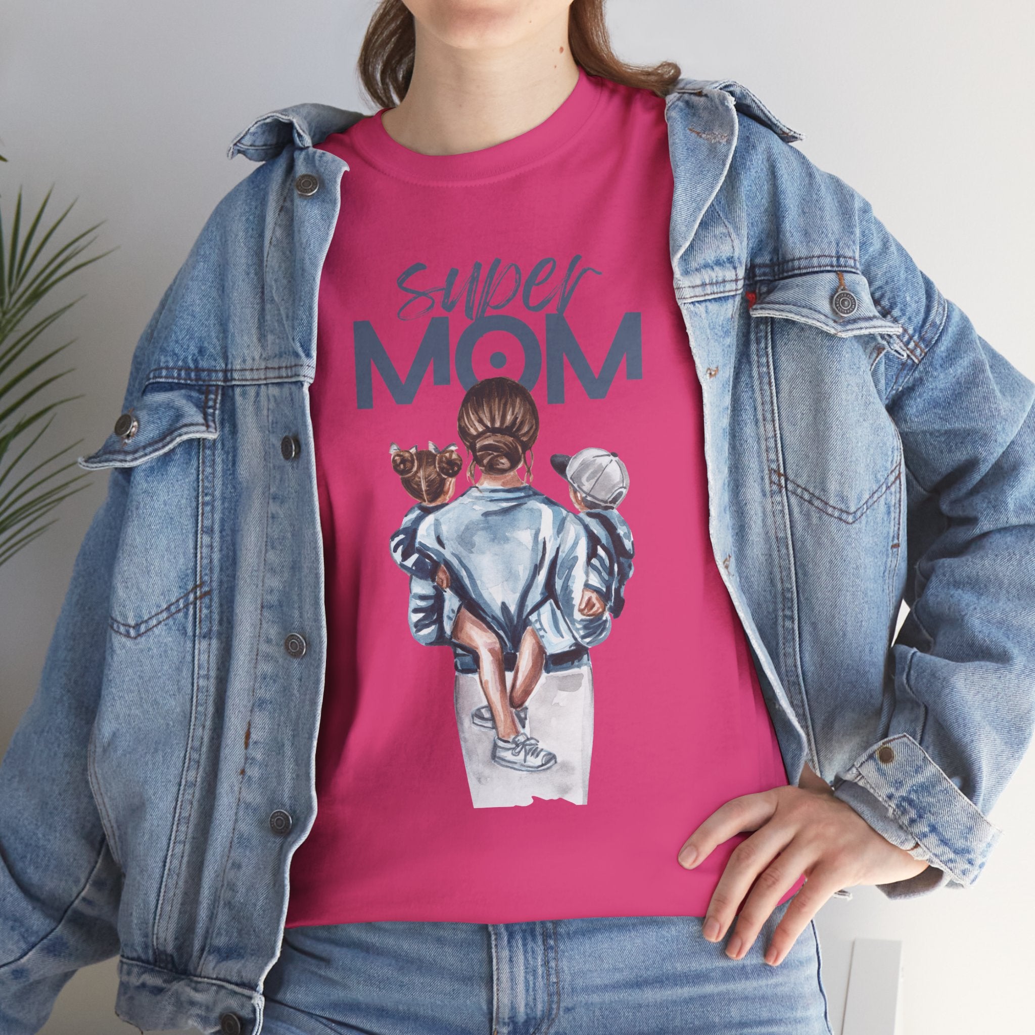 Super Mom Unisex Heavy Cotton Tee |  T-Shirt | Cute Mother’s Day Gift | Strong Mom Graphic Tee