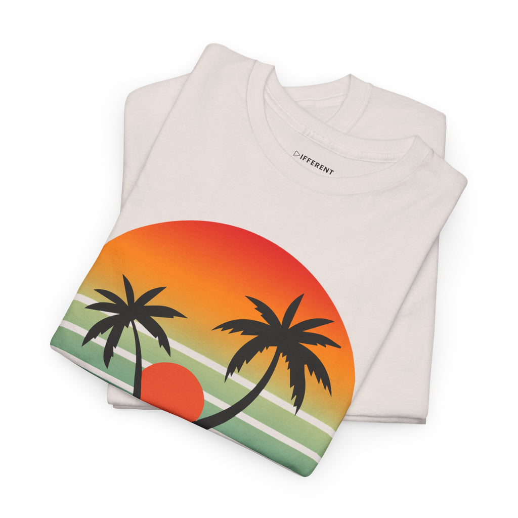 Colorful Vintage Retro Sunset T-Shirt | Gildan 5000 Heavy Cotton Tee | 70s Aesthetic Graphic Shirt | Summer Vibes Unisex Tee