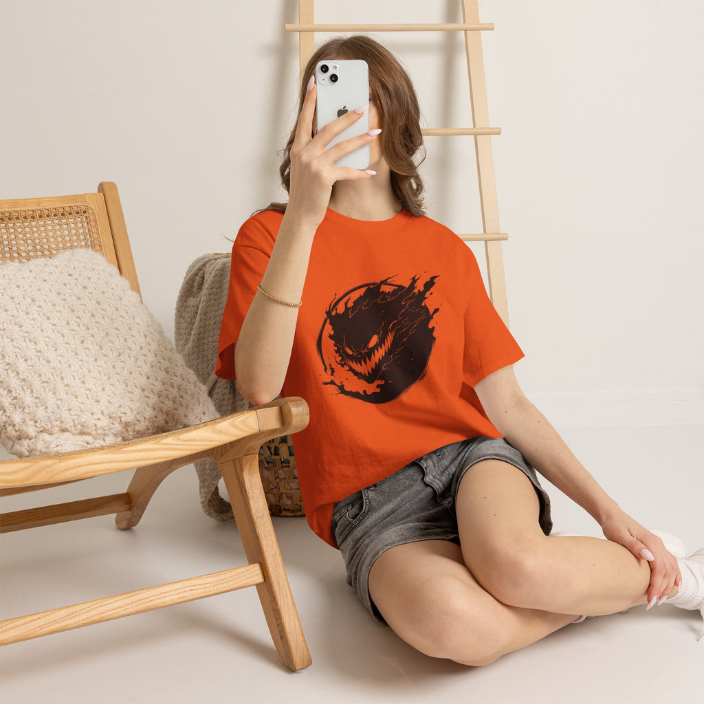 Graphic Tee — Black Flame Monster Smile T-Shirt