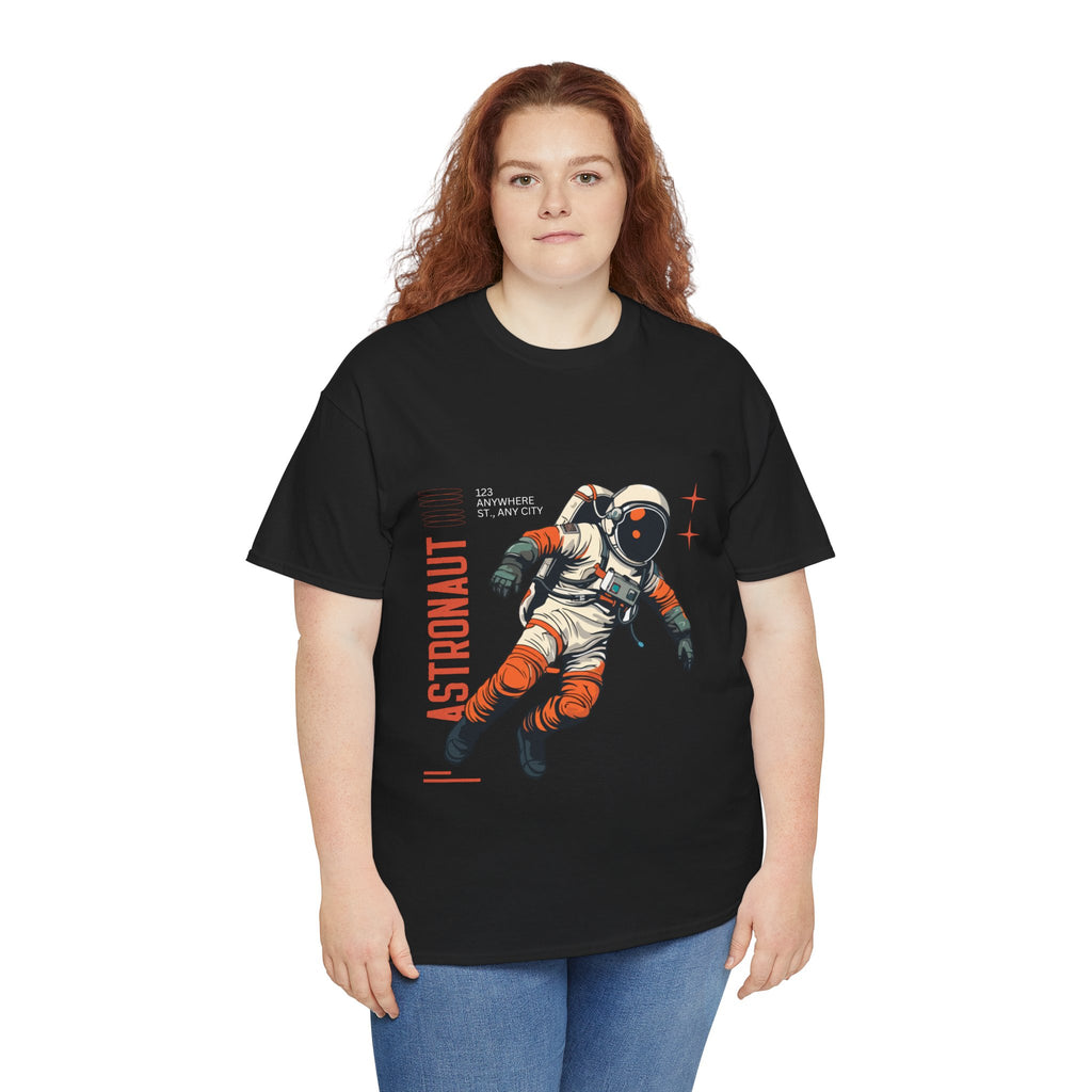Orange Black Astronaut Retro Business Tee | Vintage Space Graphic T-Shirt | Gildan 5000 Unisex Heavy Cotton Shirt | Streetwear Style
