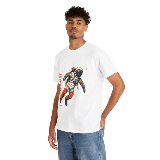 Orange Black Astronaut Retro Business Tee | Vintage Space Graphic T-Shirt | Gildan 5000 Unisex Heavy Cotton Shirt | Streetwear Style