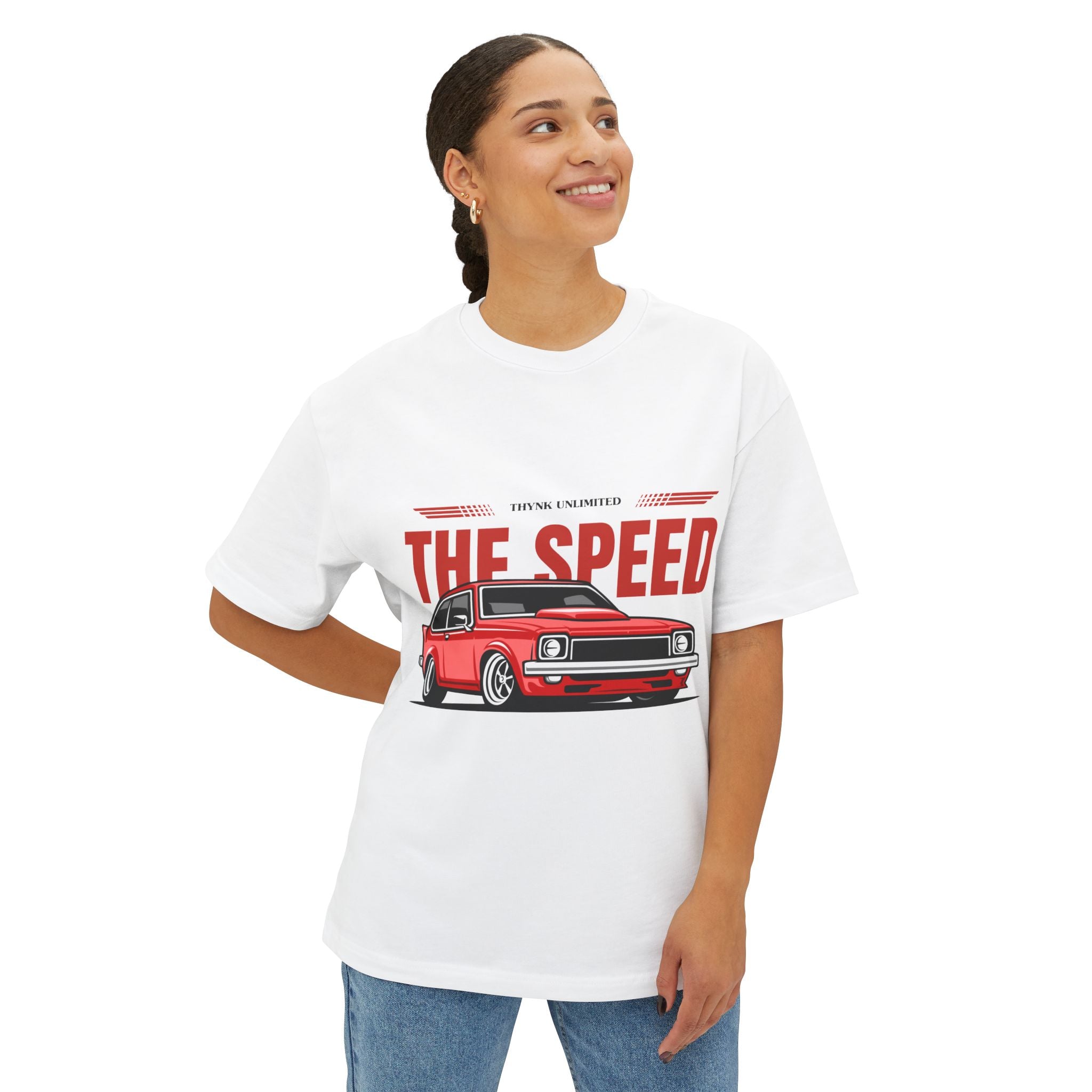 Red & Black Car Racing T-Shirt | Boxy Fit Oversized Tee